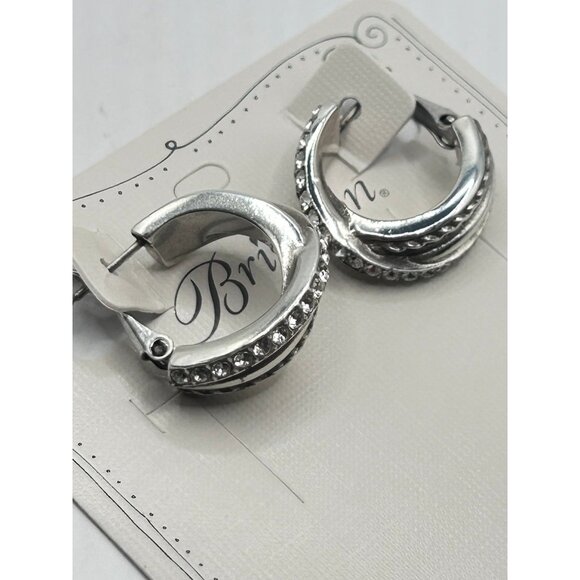 Brighton Neptune's Rings post hoop earrings  silver crystal JA2593 - Picture 5 of 7